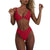 Women's bikini set - solid fabric V-neck bow-front high-waisted trapezoidal underwear two-piece swimsuit