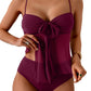 Tankini Swimsuits for Women, Tummy Control Flowy Mesh Tops, High Waisted Bottoms, Coquette 2 Piece Bathing Suits