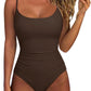 Women One Piece Tummy Control Swimsuit Crisscross Backless Bathing Suit