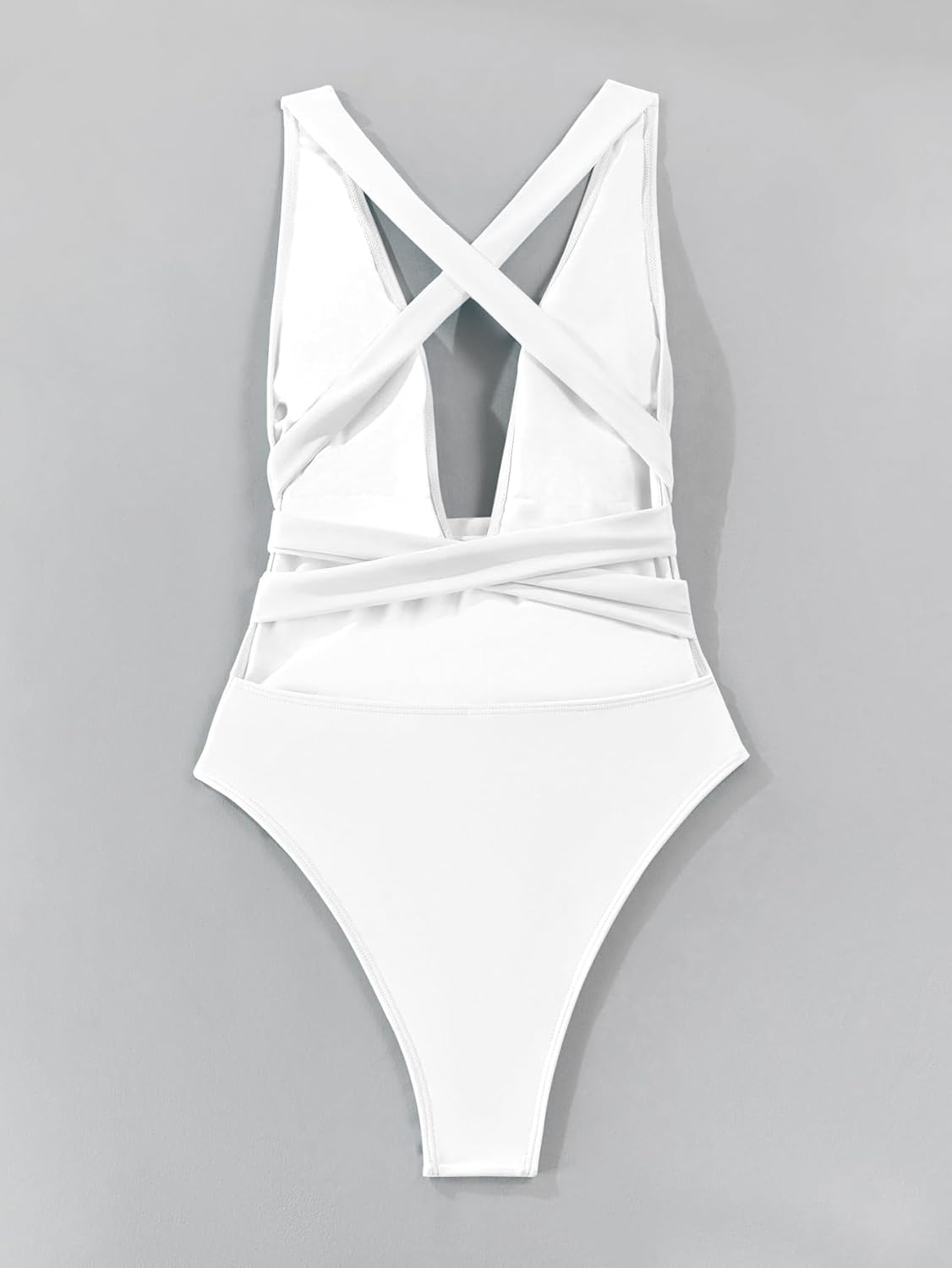 Sexy Tie Criss Cross Plunge One Piece Thong Swimsuit High Cut Brazilian Bathing Suit