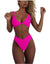 Women's bikini set - solid fabric V-neck bow-front high-waisted trapezoidal underwear two-piece swimsuit