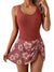 2026 European Style Women Fashion Printed Slimming One Piece Swimsuit Tummy Control Backless Skirted Swimwear