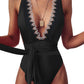 Sexy Tie Criss Cross Plunge One Piece Thong Swimsuit High Cut Brazilian Bathing Suit