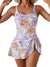 2026 European Style Women Fashion Printed Slimming One Piece Swimsuit Tummy Control Backless Skirted Swimwear