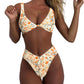 Women's bikini set - solid fabric V-neck bow-front high-waisted trapezoidal underwear two-piece swimsuit