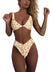 Women's bikini set - solid fabric V-neck bow-front high-waisted trapezoidal underwear two-piece swimsuit