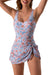 2026 European Style Women Fashion Printed Slimming One Piece Swimsuit Tummy Control Backless Skirted Swimwear