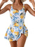 2026 European Style Women Fashion Printed Slimming One Piece Swimsuit Tummy Control Backless Skirted Swimwear