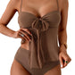 Tankini Swimsuits for Women, Tummy Control Flowy Mesh Tops, High Waisted Bottoms, Coquette 2 Piece Bathing Suits