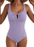 Aleumdr Womens Textured One Piece Swimsuit Tummy Control Bathing Suit Tie Knot Cutout Swimwear