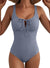 Aleumdr Womens Textured One Piece Swimsuit Tummy Control Bathing Suit Tie Knot Cutout Swimwear
