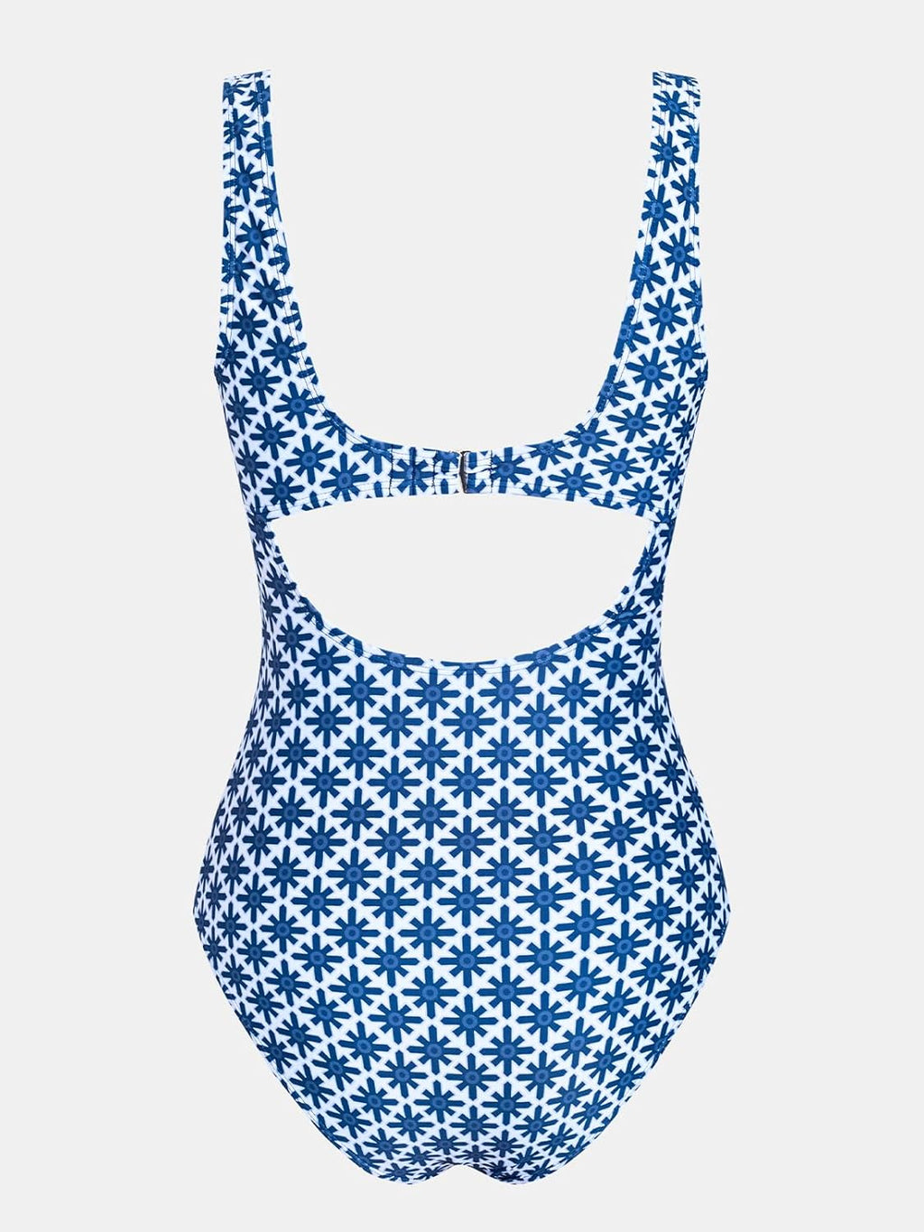 Women's One Piece Swimsuit Square Neck Bathing Suit Wide Straps Back Hook Cutout Ruched Swimwear