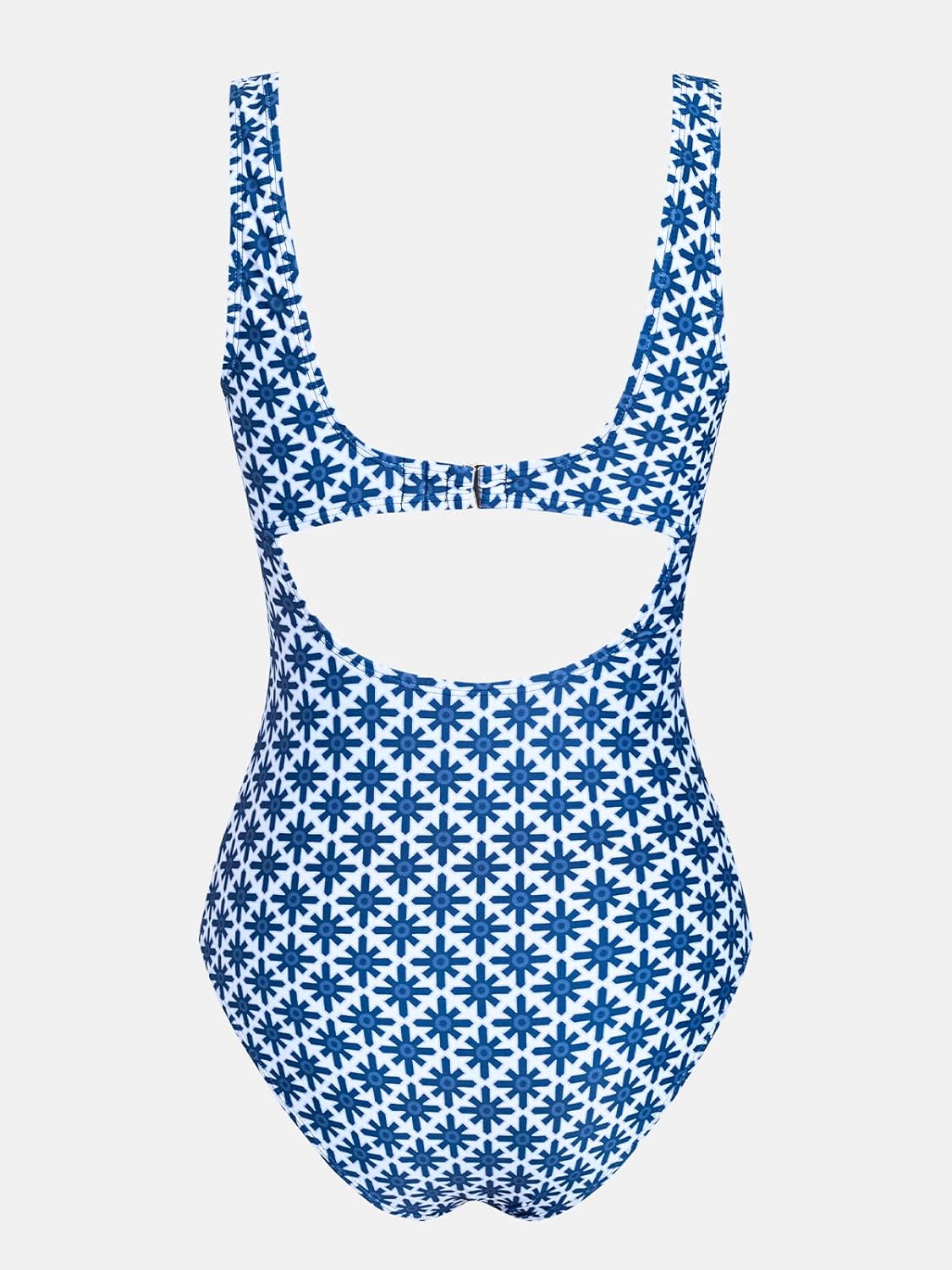 Women's One Piece Swimsuit Square Neck Bathing Suit Wide Straps Back Hook Cutout Ruched Swimwear