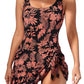 2026 European Style Women Fashion Printed Slimming One Piece Swimsuit Tummy Control Backless Skirted Swimwear