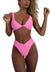 Women's bikini set - solid fabric V-neck bow-front high-waisted trapezoidal underwear two-piece swimsuit