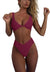 Women's bikini set - solid fabric V-neck bow-front high-waisted trapezoidal underwear two-piece swimsuit