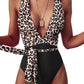Sexy Tie Criss Cross Plunge One Piece Thong Swimsuit High Cut Brazilian Bathing Suit