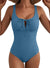 Aleumdr Womens Textured One Piece Swimsuit Tummy Control Bathing Suit Tie Knot Cutout Swimwear