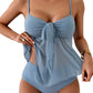 Tankini Swimsuits for Women, Tummy Control Flowy Mesh Tops, High Waisted Bottoms, Coquette 2 Piece Bathing Suits