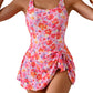 2026 European Style Women Fashion Printed Slimming One Piece Swimsuit Tummy Control Backless Skirted Swimwear