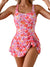 2026 European Style Women Fashion Printed Slimming One Piece Swimsuit Tummy Control Backless Skirted Swimwear