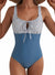 Aleumdr Womens Textured One Piece Swimsuit Tummy Control Bathing Suit Tie Knot Cutout Swimwear