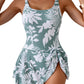 2026 European Style Women Fashion Printed Slimming One Piece Swimsuit Tummy Control Backless Skirted Swimwear