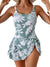 2026 European Style Women Fashion Printed Slimming One Piece Swimsuit Tummy Control Backless Skirted Swimwear
