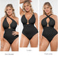 Tummy Control Swimsuits One Piece V Neck Slimming Bathing Suit for Women Cutout Ruched Shapewear Swimwear