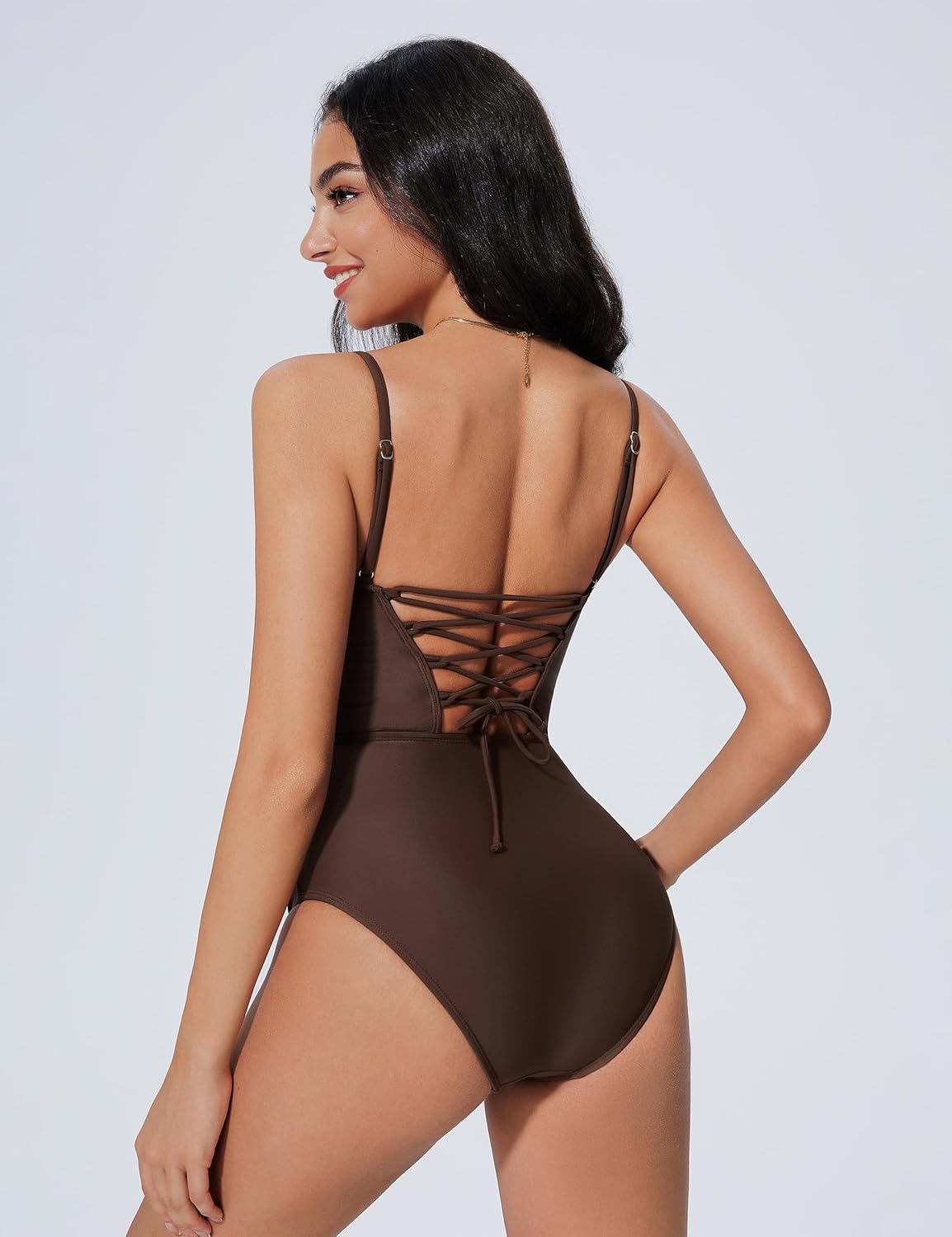 Women One Piece Tummy Control Swimsuit Crisscross Backless Bathing Suit