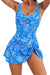 2026 European Style Women Fashion Printed Slimming One Piece Swimsuit Tummy Control Backless Skirted Swimwear