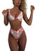 Women's bikini set - solid fabric V-neck bow-front high-waisted trapezoidal underwear two-piece swimsuit