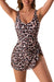 2026 European Style Women Fashion Printed Slimming One Piece Swimsuit Tummy Control Backless Skirted Swimwear