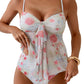 Tankini Swimsuits for Women, Tummy Control Flowy Mesh Tops, High Waisted Bottoms, Coquette 2 Piece Bathing Suits