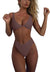 Women's bikini set - solid fabric V-neck bow-front high-waisted trapezoidal underwear two-piece swimsuit