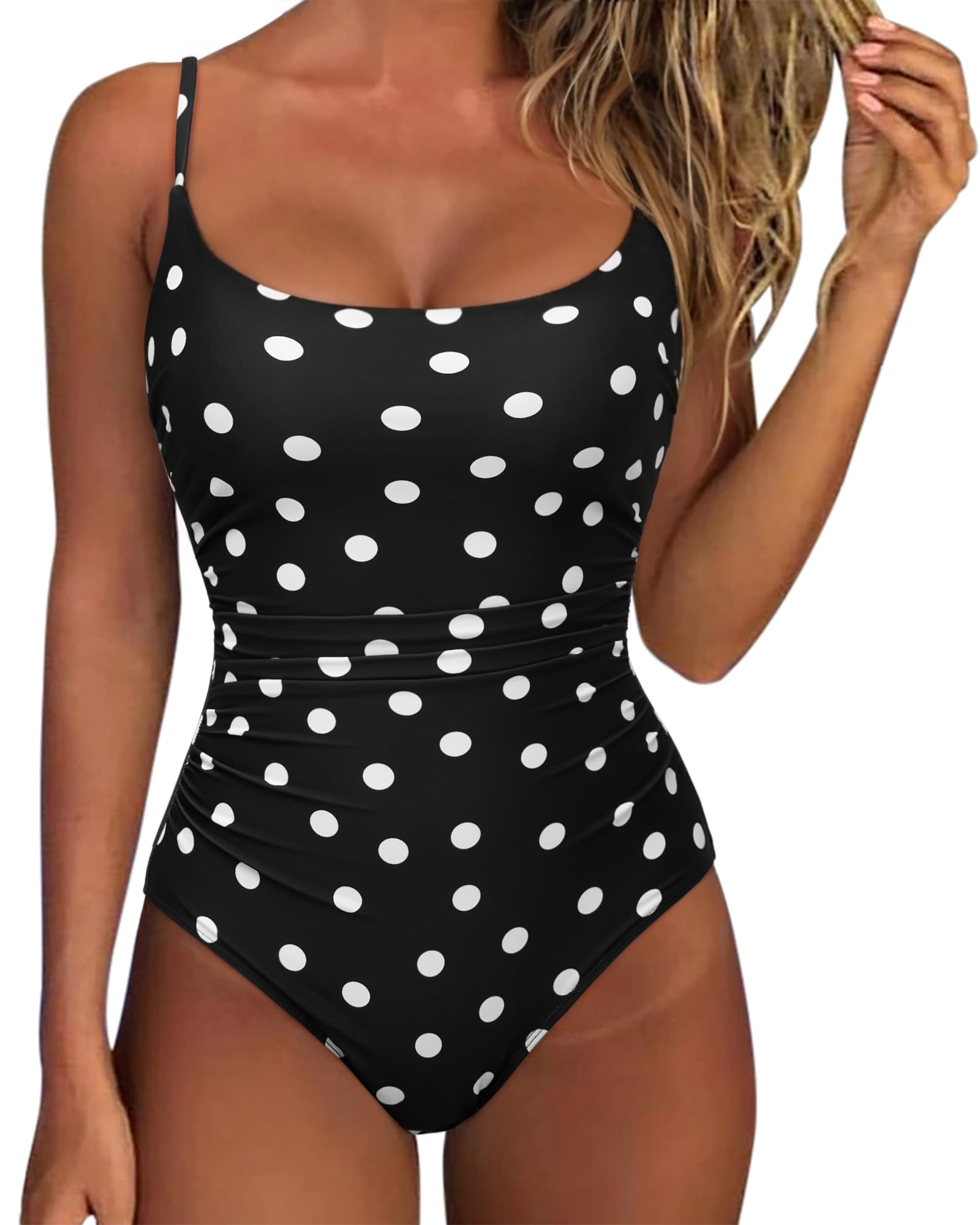 Women One Piece Tummy Control Swimsuit Crisscross Backless Bathing Suit