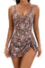 2026 European Style Women Fashion Printed Slimming One Piece Swimsuit Tummy Control Backless Skirted Swimwear
