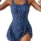 2026 European Style Women Fashion Printed Slimming One Piece Swimsuit Tummy Control Backless Skirted Swimwear