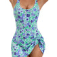 2026 European Style Women Fashion Printed Slimming One Piece Swimsuit Tummy Control Backless Skirted Swimwear