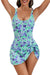2026 European Style Women Fashion Printed Slimming One Piece Swimsuit Tummy Control Backless Skirted Swimwear