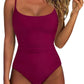 Women One Piece Tummy Control Swimsuit Crisscross Backless Bathing Suit
