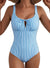 Aleumdr Womens Textured One Piece Swimsuit Tummy Control Bathing Suit Tie Knot Cutout Swimwear