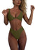 Women's bikini set - solid fabric V-neck bow-front high-waisted trapezoidal underwear two-piece swimsuit