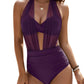 High-waisted bikini set, a swimsuit that can control abdominal fat, two-piece sexy and simple mesh swimsuit, 2026 model