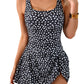 2026 European Style Women Fashion Printed Slimming One Piece Swimsuit Tummy Control Backless Skirted Swimwear