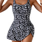 2026 European Style Women Fashion Printed Slimming One Piece Swimsuit Tummy Control Backless Skirted Swimwear