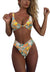 Women's bikini set - solid fabric V-neck bow-front high-waisted trapezoidal underwear two-piece swimsuit