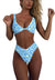 Women's bikini set - solid fabric V-neck bow-front high-waisted trapezoidal underwear two-piece swimsuit