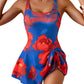 2026 European Style Women Fashion Printed Slimming One Piece Swimsuit Tummy Control Backless Skirted Swimwear