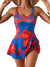 2026 European Style Women Fashion Printed Slimming One Piece Swimsuit Tummy Control Backless Skirted Swimwear